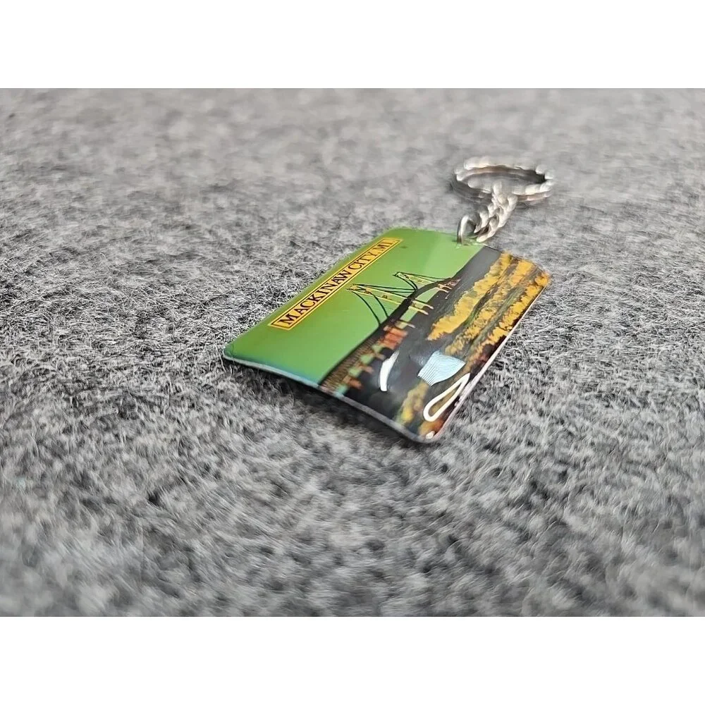Vintage Mackinaw City Michigan MI Bridge Travel Keychain